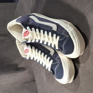 Vans OG Mid Skool LX Parisian Night Blue Suede Leather Canvas Sneakers VG US 6.5